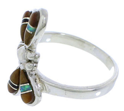 Multicolor Southwest Sterling Silver Dragonfly Ring Size 7-1/4 FX22712